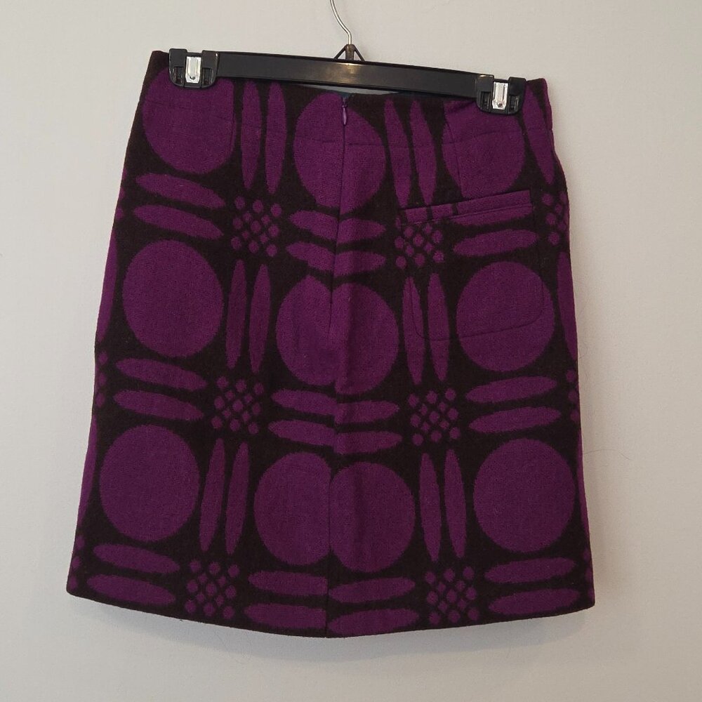 Boden Mod Geometric Mini Skirt Virgin Wool Blend Purple Brown Size 4R
